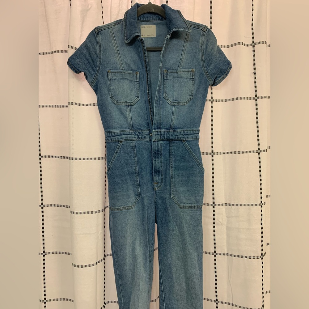 ASOS denim short sleeve jumpsuit size 4